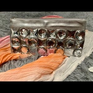 Silver clutch bag with bling
